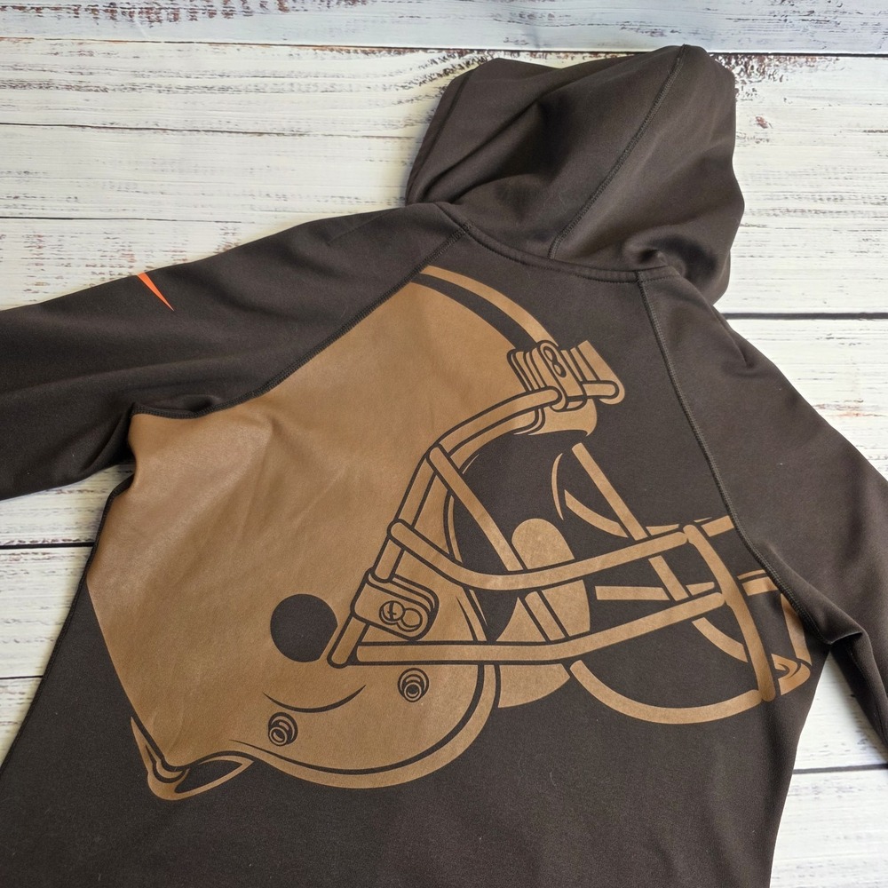 Nike Therma Fit Cleveland Browns Womens Medium Full Zip Hoodie Brown Double Side